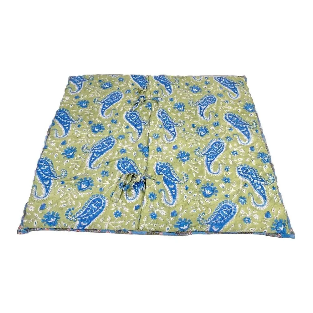 Pottery Barn Outlet Pillow Shams Euro Blue Green Floral Paisley Quilted Covers